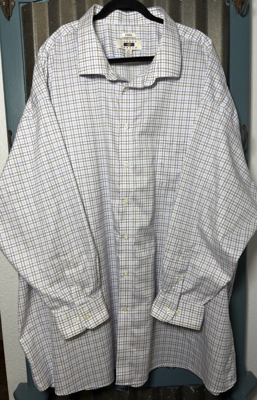 Joseph Abboud Non Iron Classic Fit 22 36/37 Long Sleeve Button Down Shirt Check